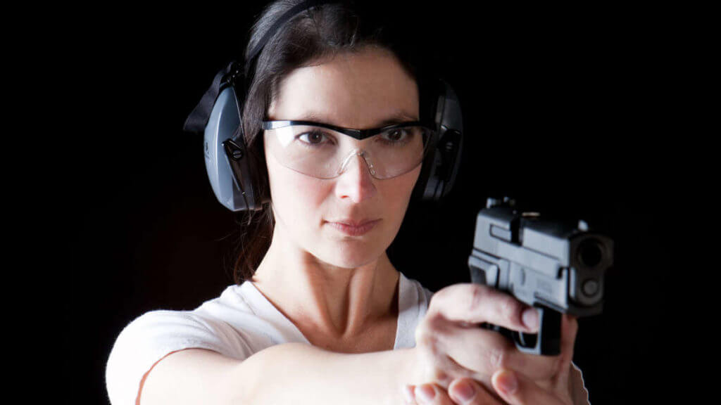 Woman at firing range