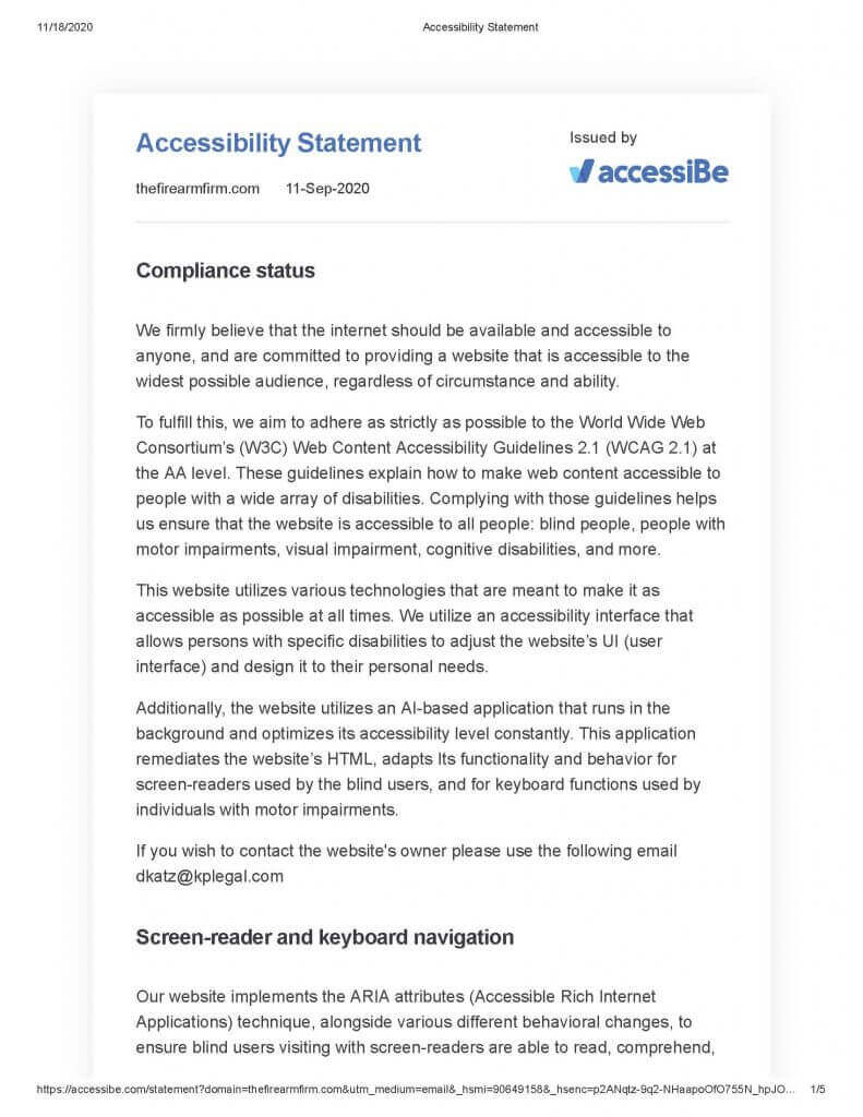 The Firearm Firm Accessibility Statement Page 1